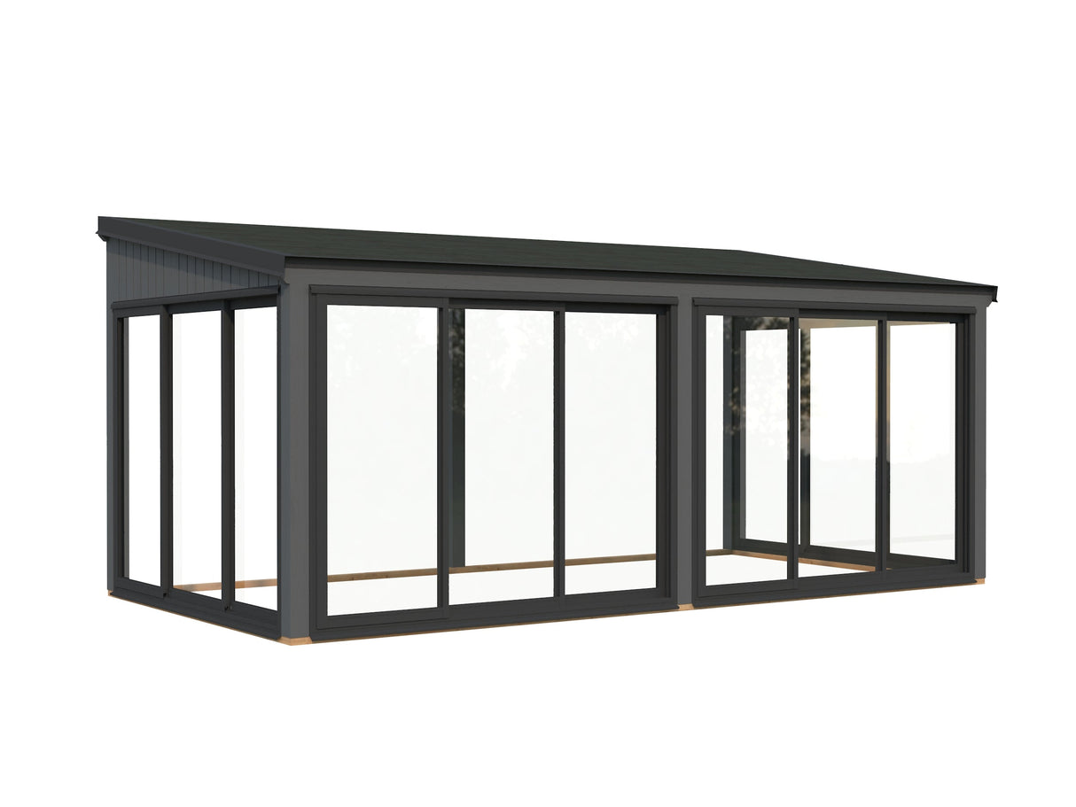 Lumi 16,2 m² (5,8x3 m | 120x120 mm) Modernne seinale kinnituv klaaspaviljon aeda