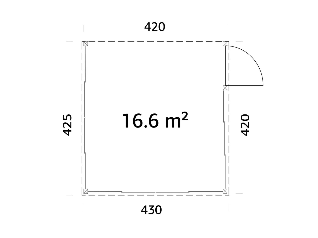 Lumi 16,6 m² (4,2x4,2 m | 120x120 mm) Seinale kinnituv puidust ja klaasist paviljon aeda