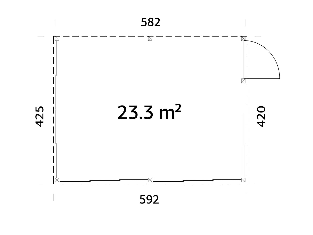 Lumi 23,3 m² (5,8x4,2 m | 120x120 mm) Ruumikas seinale kinnituv klaaspaviljon või suvetuba aeda