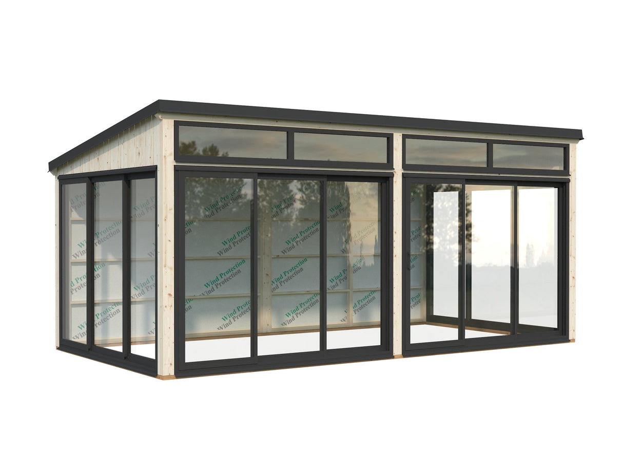 Saga 16,2 m² (5,8x3 m | 120x120 mm) Eraldiseisev modernne klaasaed või suvetuba aeda
