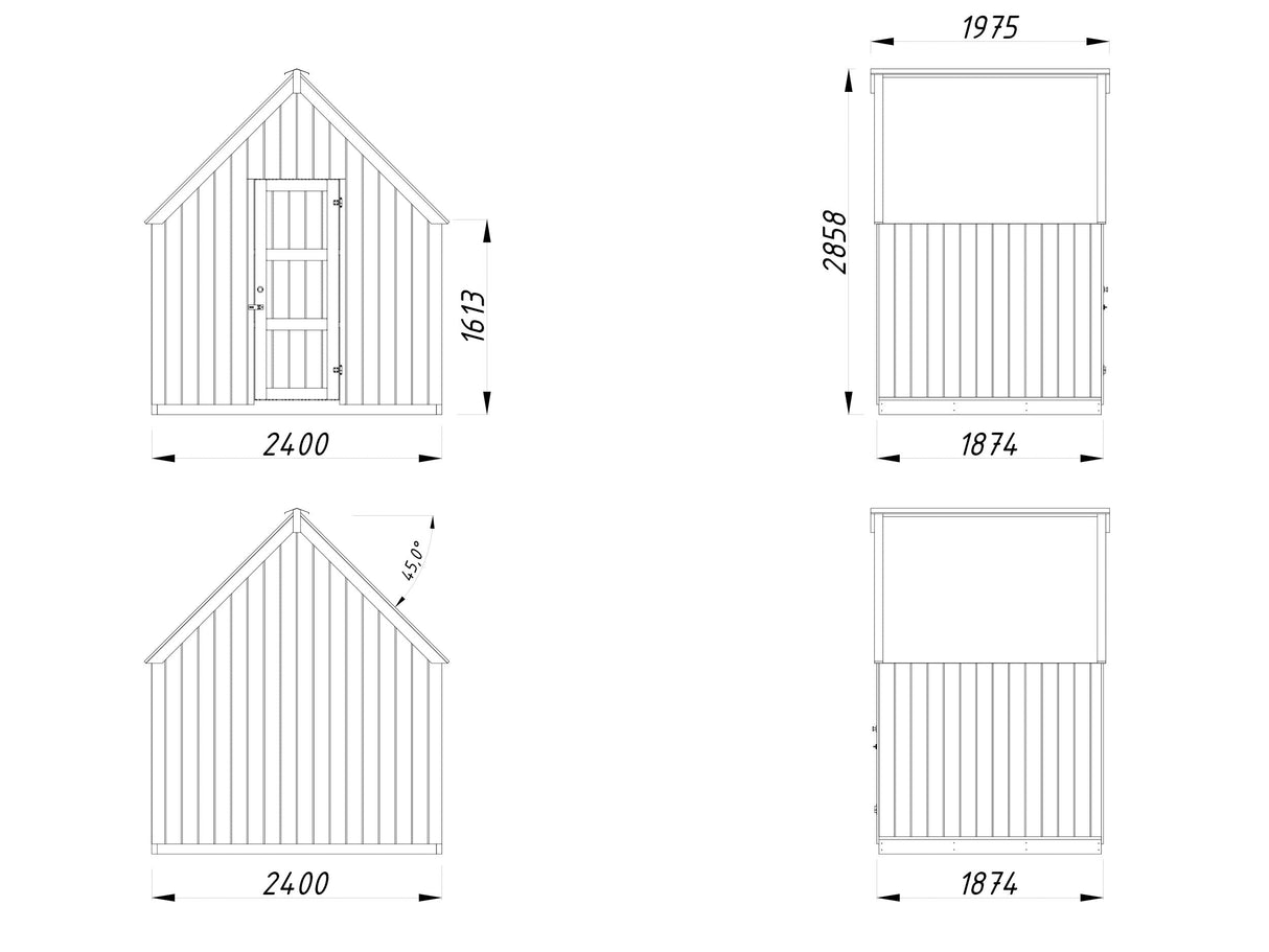 Emilia-lisakuur 4 m² (2,4x1,9 m | 18 mm) Lisakuur Emilia kasvuhoonele – tumehalliks värvitud
