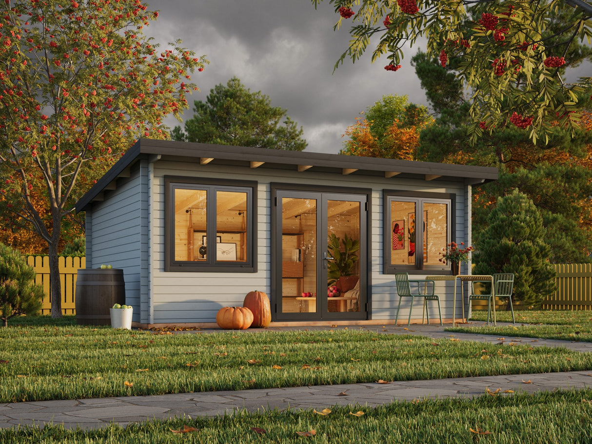 Lisandra 19,4 m² (5,5x4 m | 44 mm) Aiamaja alumiiniumuste ja -akendega