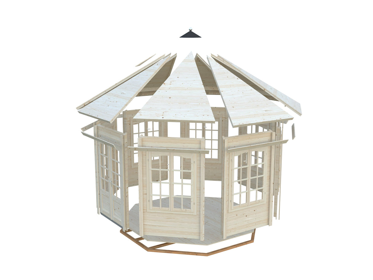 Veronica 7 9.2m2 (3.37x3.37m | 34mm) Valmis seinaelementidest seitsme aknaga paviljon