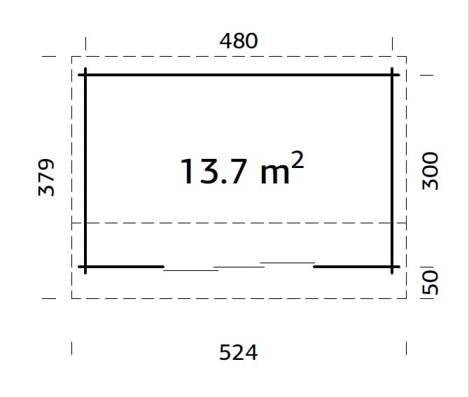 Ines 13.7m2 (4.8x3m | 44mm) Lükandustega freespruss-aiamaja