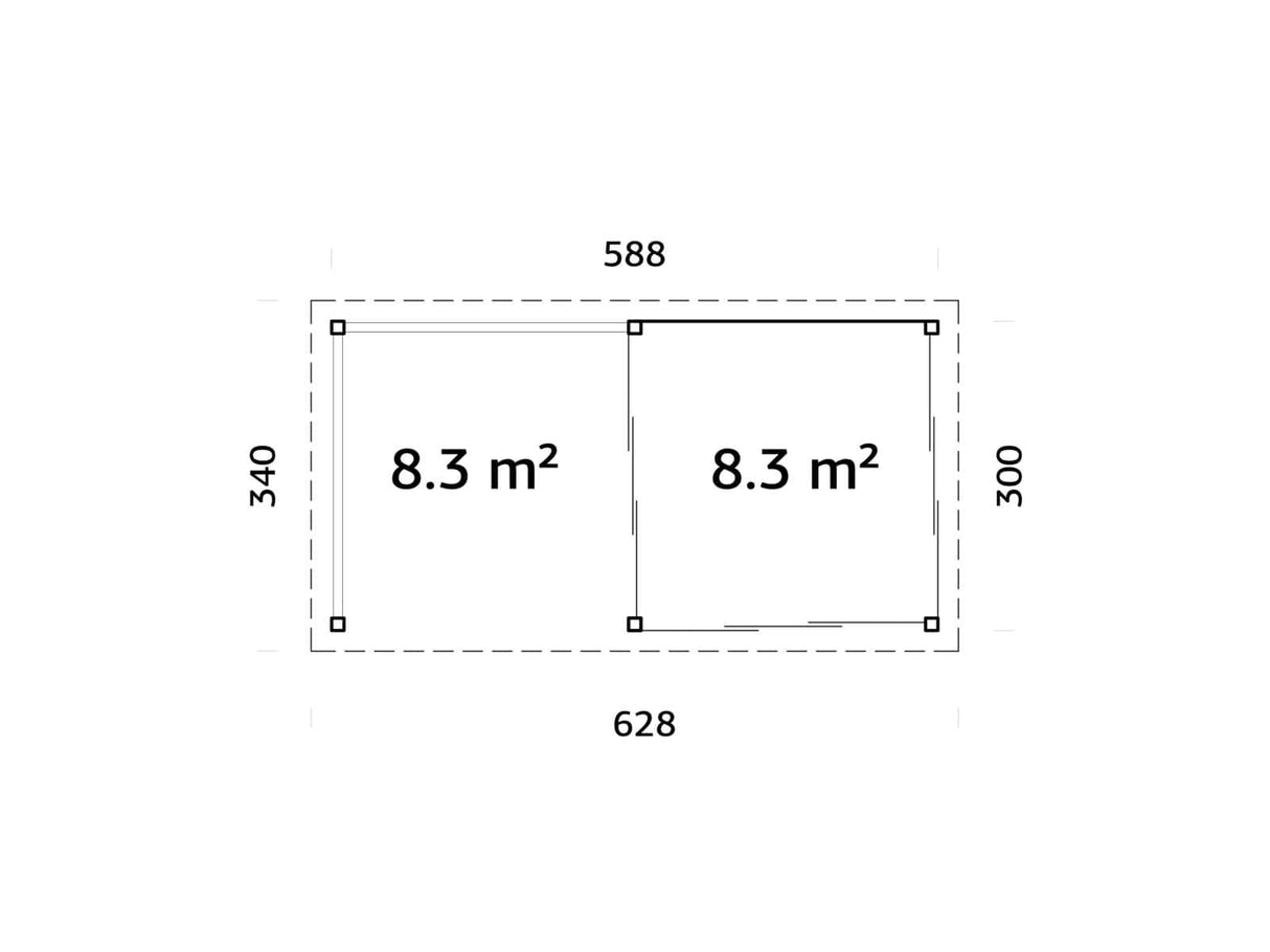 Lenna 16.6m2 Set 404/704 (5.88x3m) Kolme lükanduksega paviljon