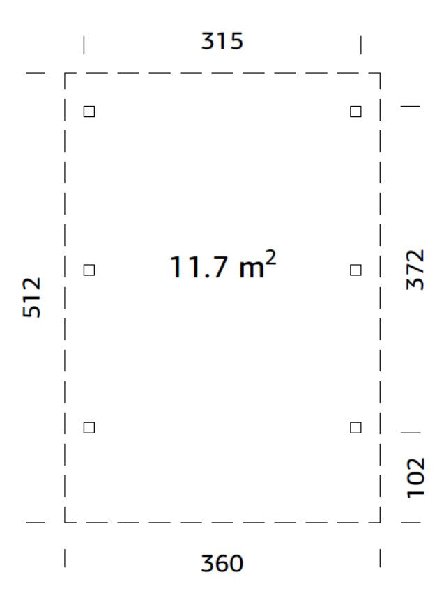 Karl 11.7m2 (3.15x3.72m) Lamekatusega autovarjualune
