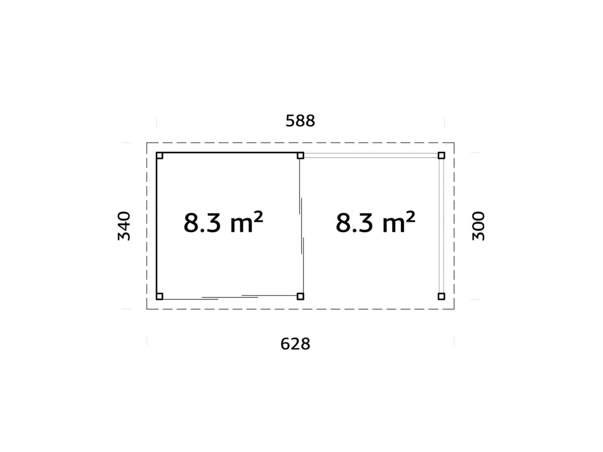 Lenna 16.6m2 Set 403/703 (5.88x3m) Kahe lükanduksega paviljon