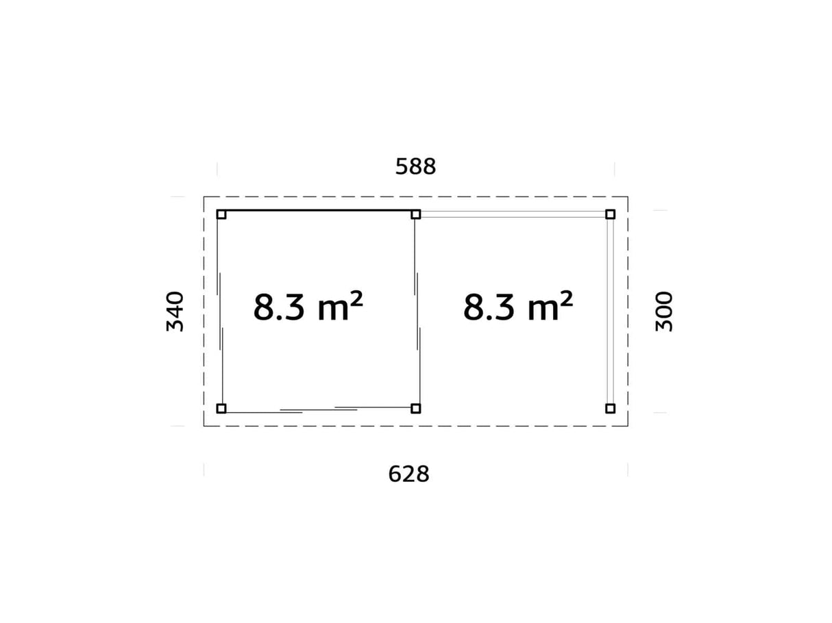 Lenna 16.6m2 Set 404/704 (5.88x3m) Kolme lükanduksega paviljon