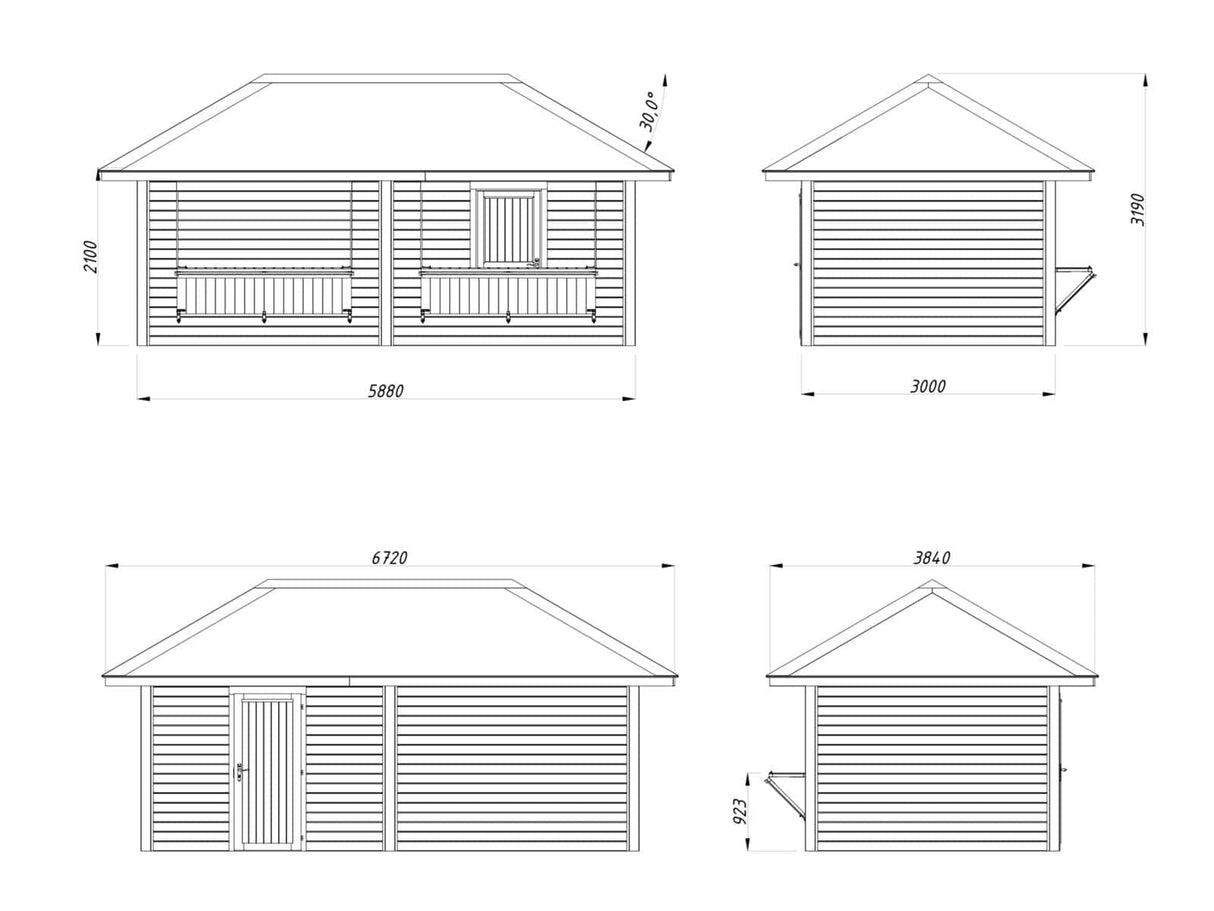 Bianca 16.6m2 Set 111 (5.88x3m) Kahe luugiga suur kiosk