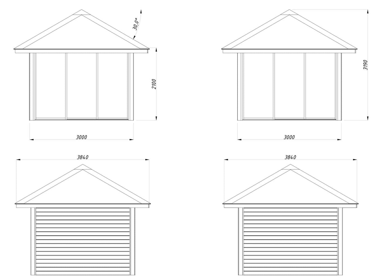 Bianca 8.3m2 Set 201/501 (3x3m) Lükandustega paviljon