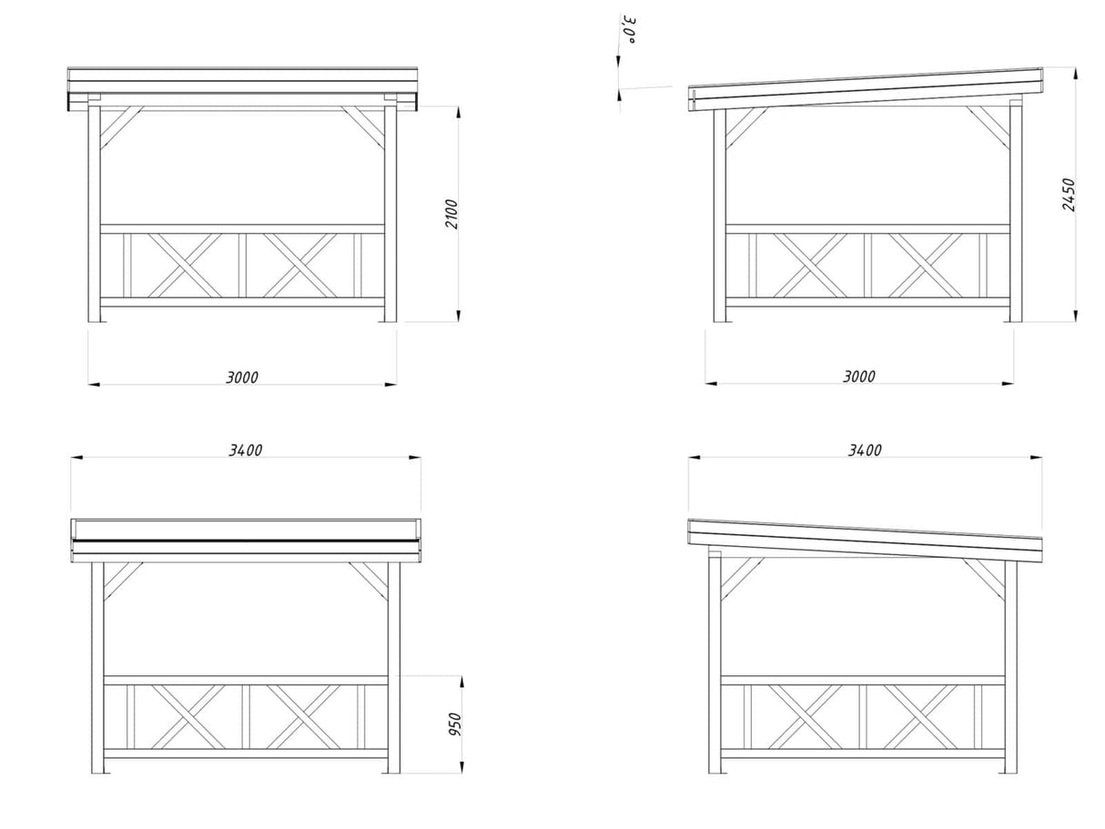 Lenna 8.3m2 Set 301 (3x3m) Ruudukujuline paviljon
