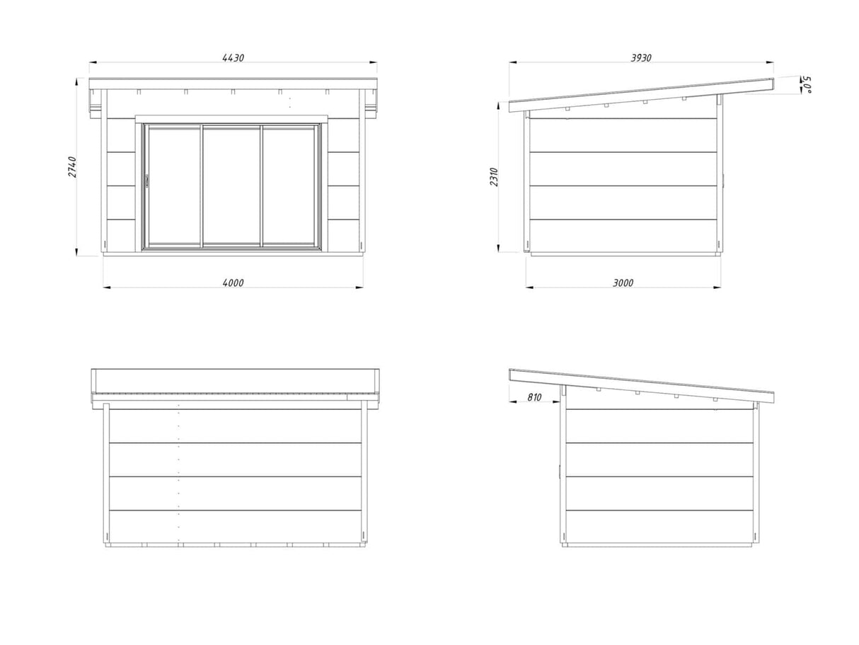 Grace 11.2m2 Slide Plus (4x3m | 56mm) Liimpuitelementidest aiamaja varikatuse ja topeltklaasiga lükandustega