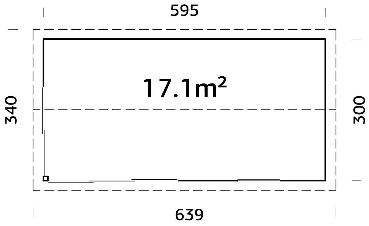 Amanda 17.2m2 (5.95x3m | 44mm) Lükanduste ja modernse nurgalahendusega aiamaja