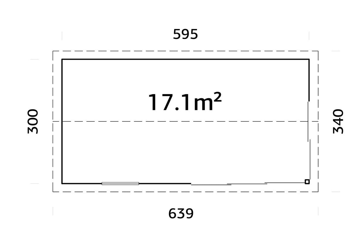 Amanda 17.2m2 (5.95x3m | 44mm) Lükanduste ja modernse nurgalahendusega aiamaja