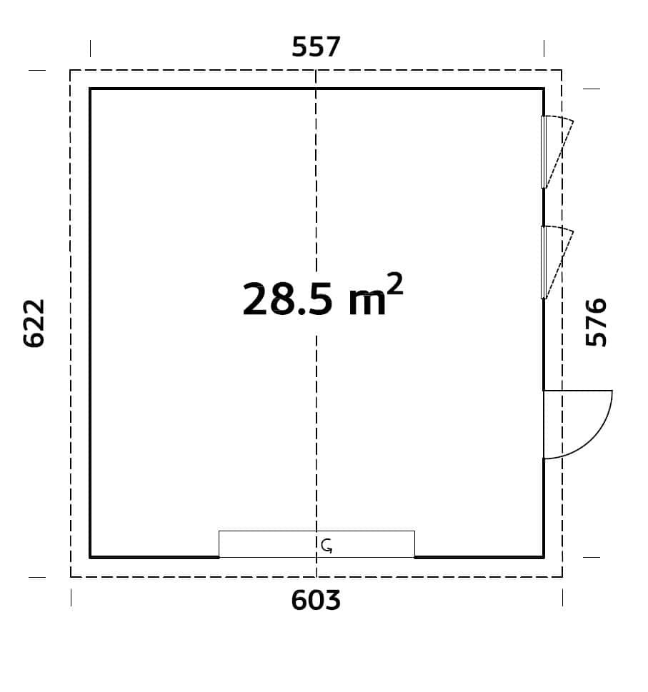 Andre 28.5m2 (5.57x5.76m | 18mm) Suur sektsioonuksega garaaž valmis seinaelementidest