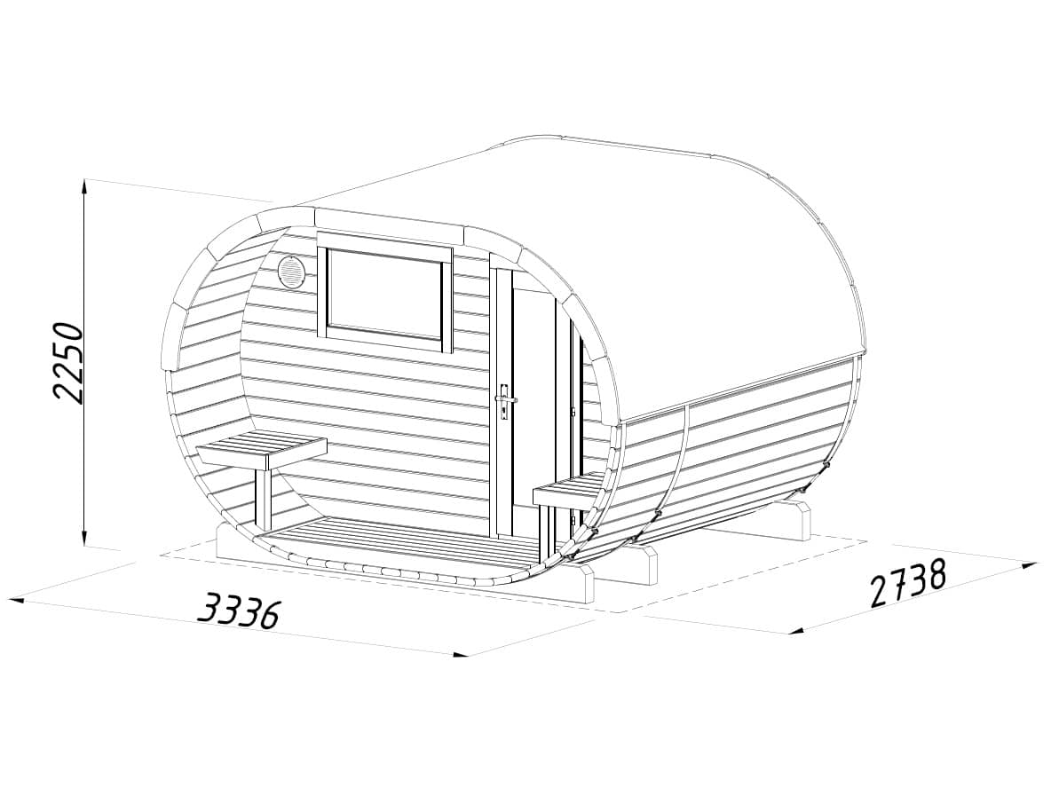 Anette 3+1.5m2 (3.28x2.7m | 42mm) Ovaalsaun