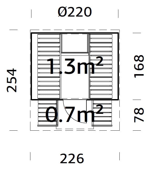 Anita 1.3+0.7m2 (2.2x2.5m | 42mm) Torusaun