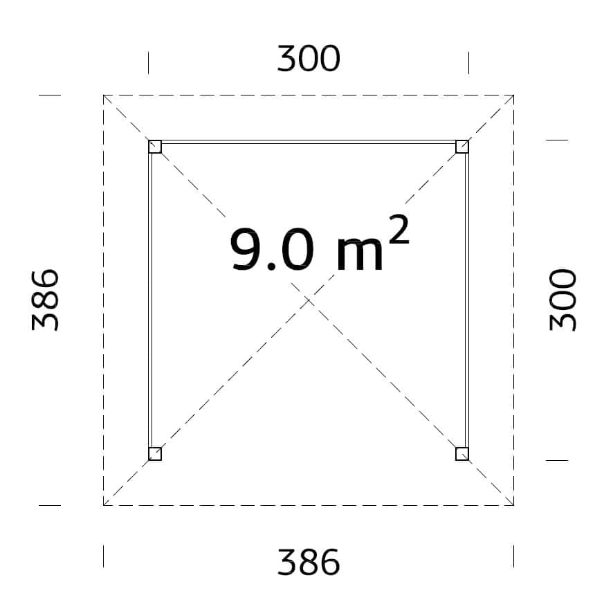 Betty 9m2 (3x3m) Ruudukujuline paviljon