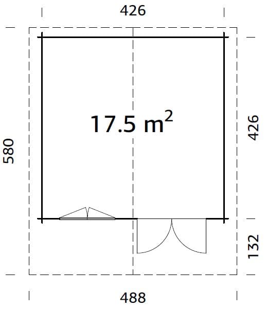 Britta 17.5m2 (4.26x4.26m | 40mm) Mägimajakese stiilis freespruss-aiamaja