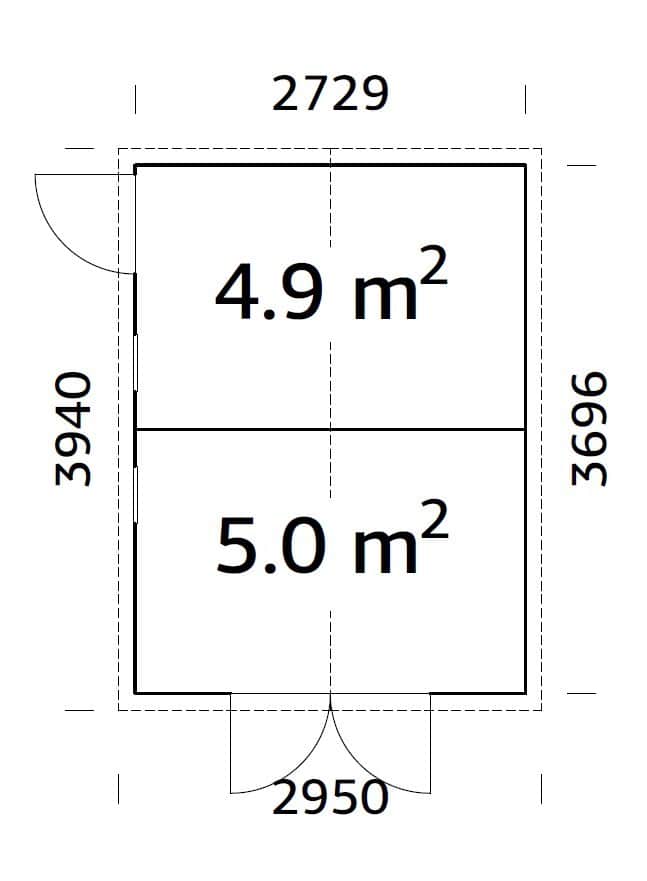 Dan 9.9m2 (2.73x3.7m | 16mm) Valmis seinaelementidest kaheruumiline aiakuur