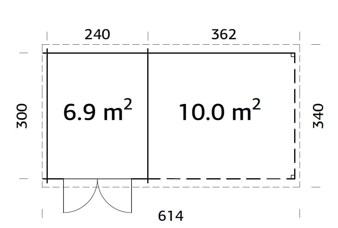 Ella 6.9+10m2 (5.9x3m | 28mm) Varikatusega aiakuur