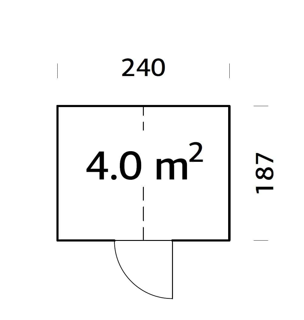 Emilia kuur 4m2 (2.4x1.87m | 18mm) Halliks süvaimmutatud kuur