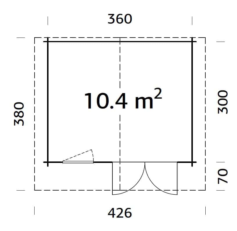 Emma 10.4m2 (3.6x3m | 34mm) Alpi stiilis freespruss-aiamaja