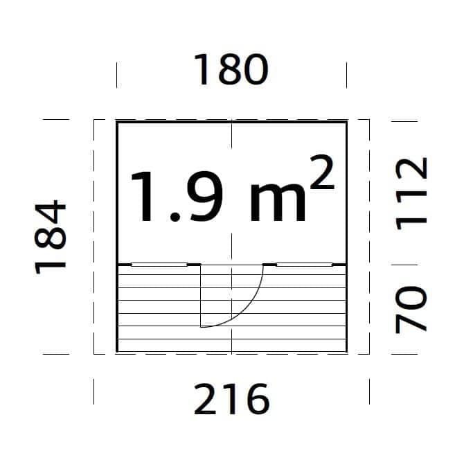 Felix 1.9m2 (1.8x1.12m | 16mm) Valmis seinaelementidest mängumaja