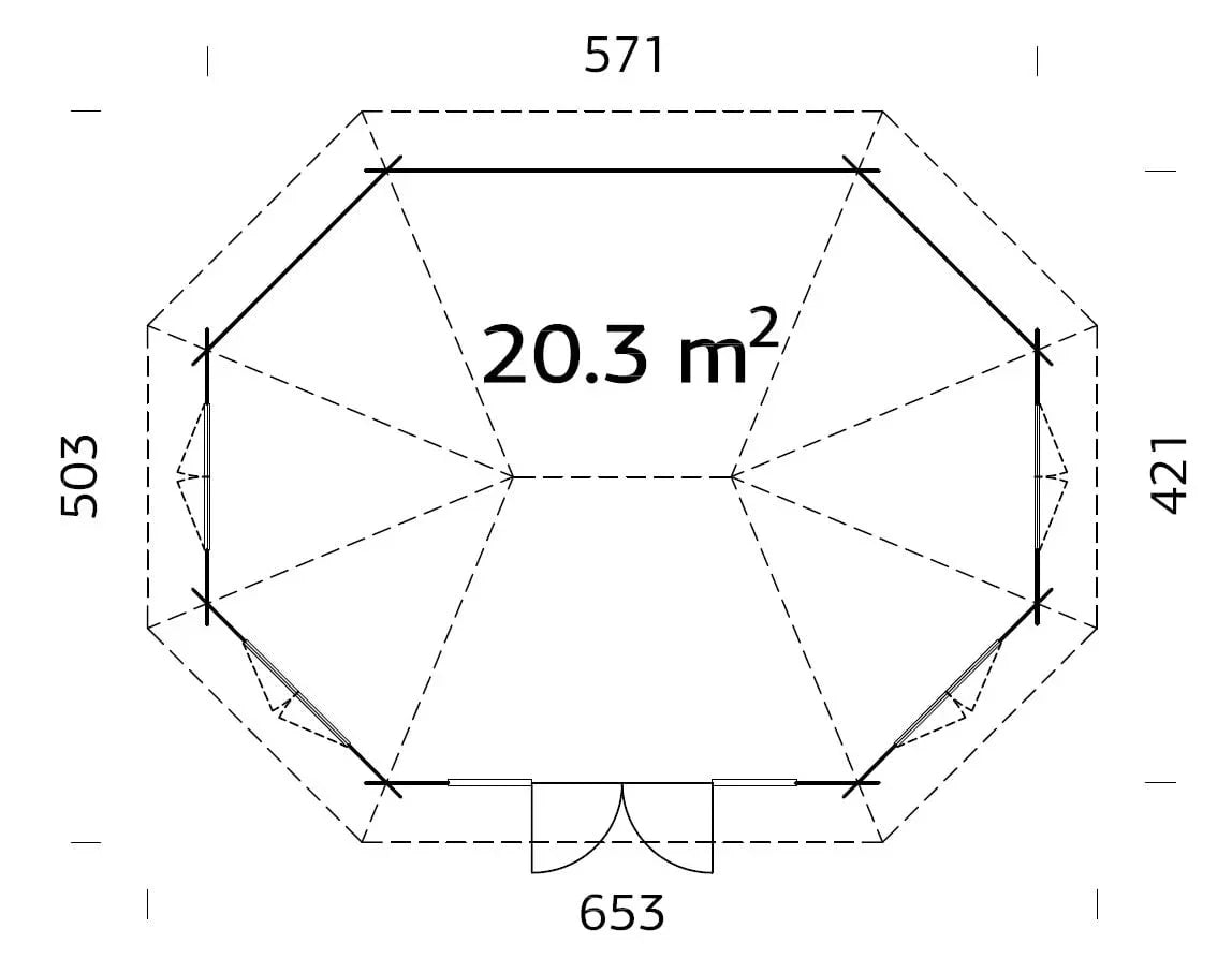 Hanna 20.3 (5.7x4.2m | 44mm) Avar ja valgusküllane paviljon