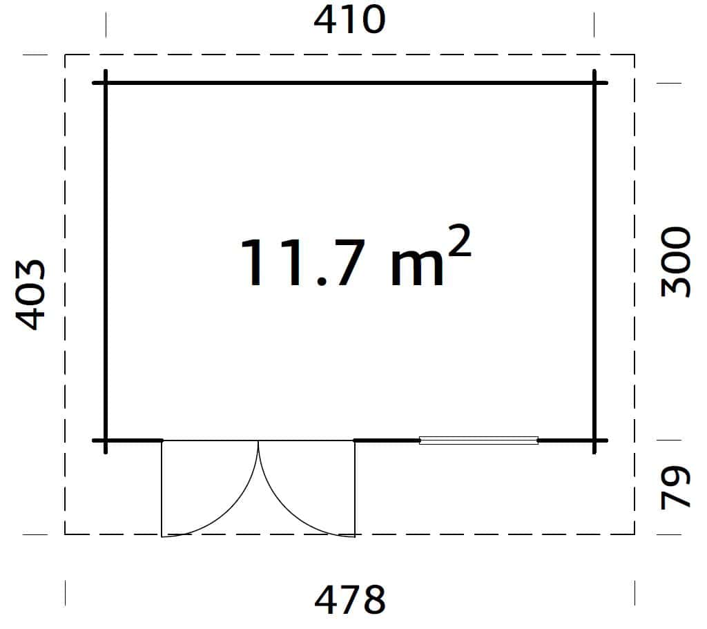 Heidi 11.7m2 (4.1x3m | 44mm) Kaldkatusega freespruss-aiamaja