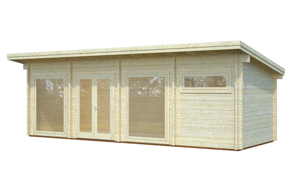 Heidi 22.8m2 (8.2x3m | 70mm) Kaldkatusega kahetoaline suur freespruss-aiamaja
