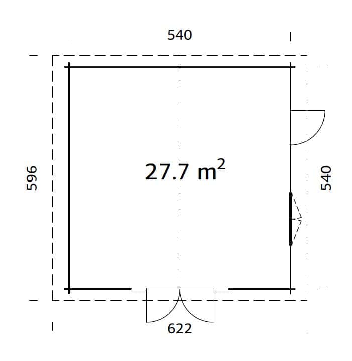 Irene 27.7m2 (5.4x5.4m | 70mm) Freespruss-aiamaja