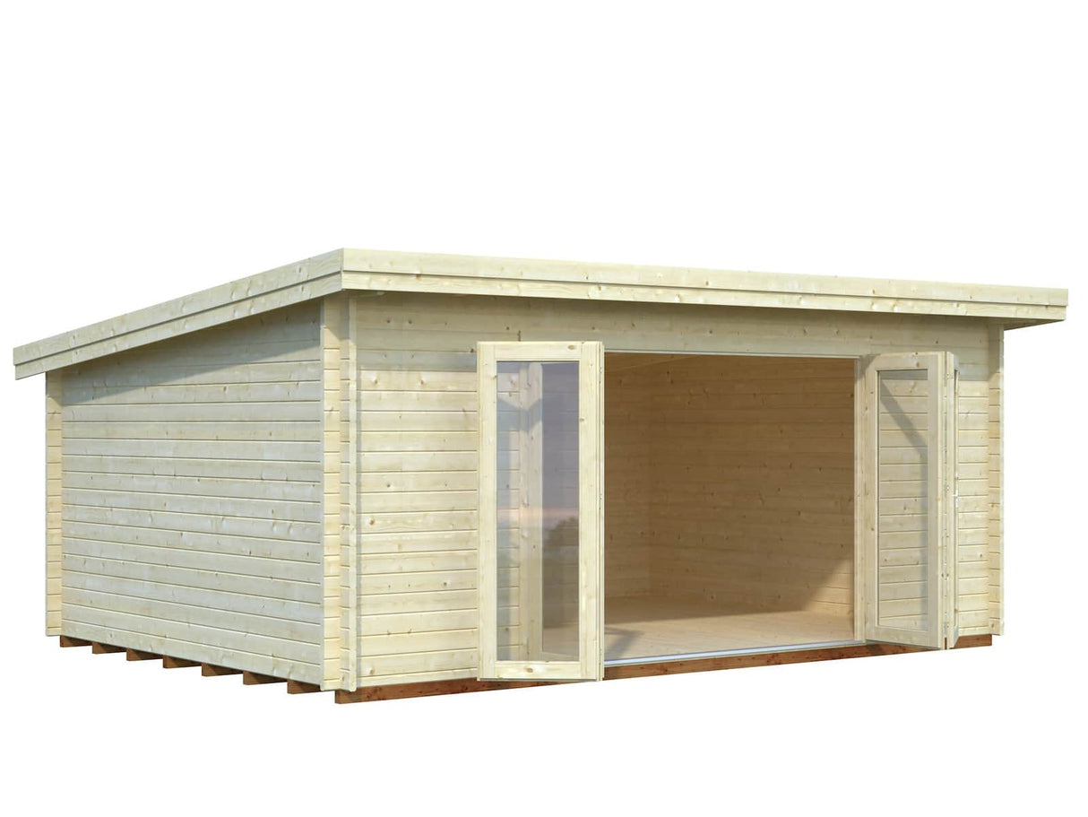 Lea 19.4m2 (5.5x4m | 44mm) Lamekatusega aiamaja volditavate ustega