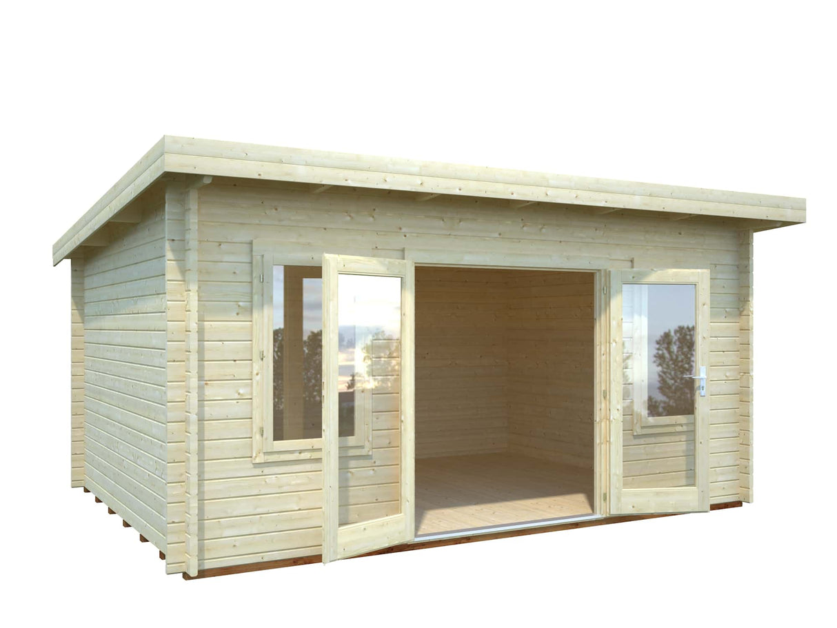 Lisa 14.2m2 (4.5x3.3m | 44mm) Lamekatusega freespruss-aiamaja (uuendatud aastal 2024)