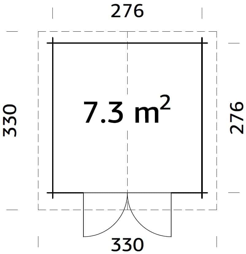 Lotta 7.3m2 (2.76x2.76m | 28mm) Freespruss-aiakuur