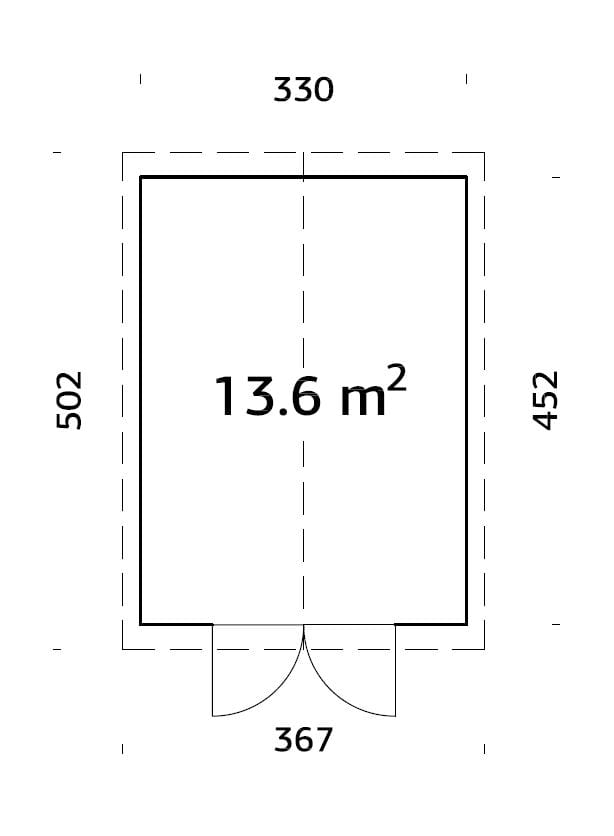 Martin 13.6m2 (3.3x4.52m | 18mm) Valmis seinaelementidest aiakuur