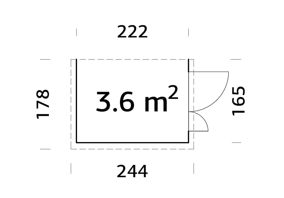 Mia 3.6m2 (2.22x1.65m | 16mm) Valmis seinaelementidest aiakuur maja seina külge kinnitamiseks