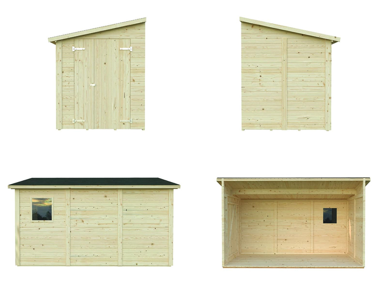 Mia 5.4m2 (3.33x1.65m | 16mm) Valmis seinaelementidest aiakuur maja seina külge kinnitamiseks