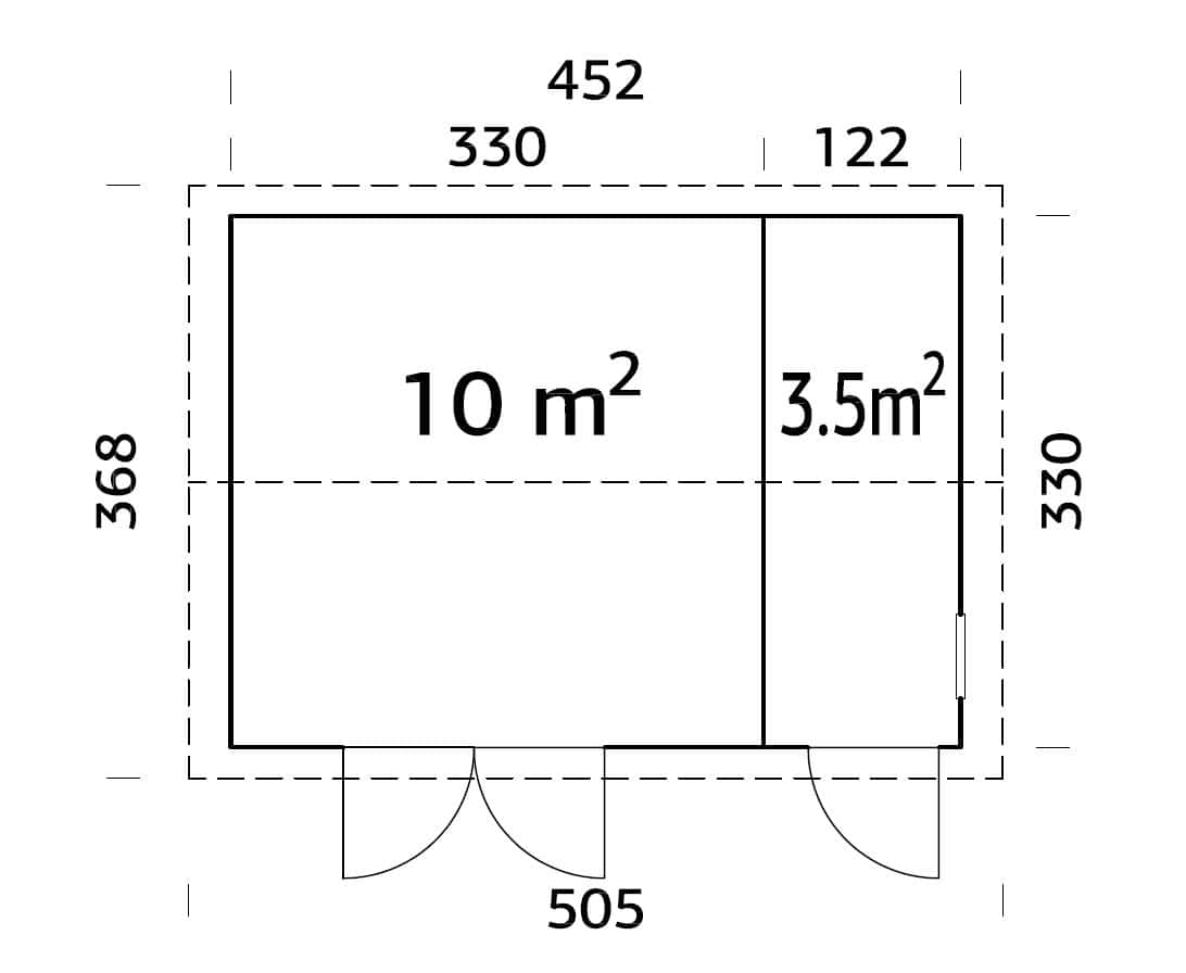 Olaf 13.5m2 (4.52x3.3m | 18mm) Valmis seinaelementidest kaheruumiline aiakuur