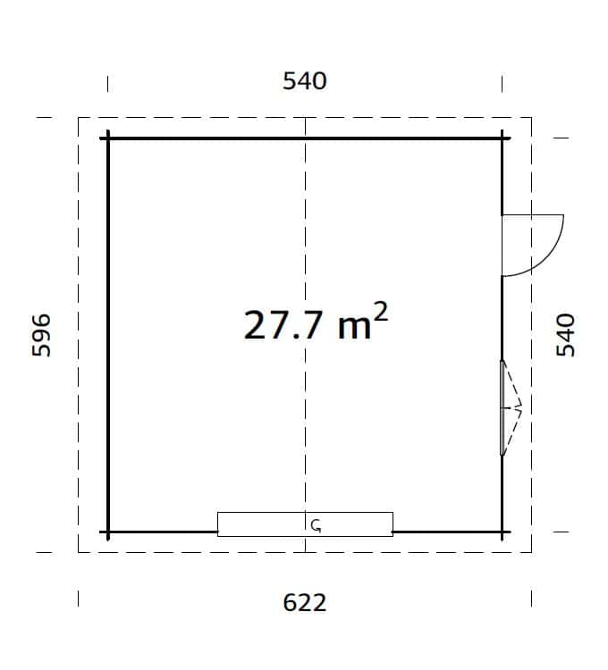 Roger 27.7m2 (5.4x5.4m | 70mm) Sektsioonuksega ruumikas freespruss-garaaž