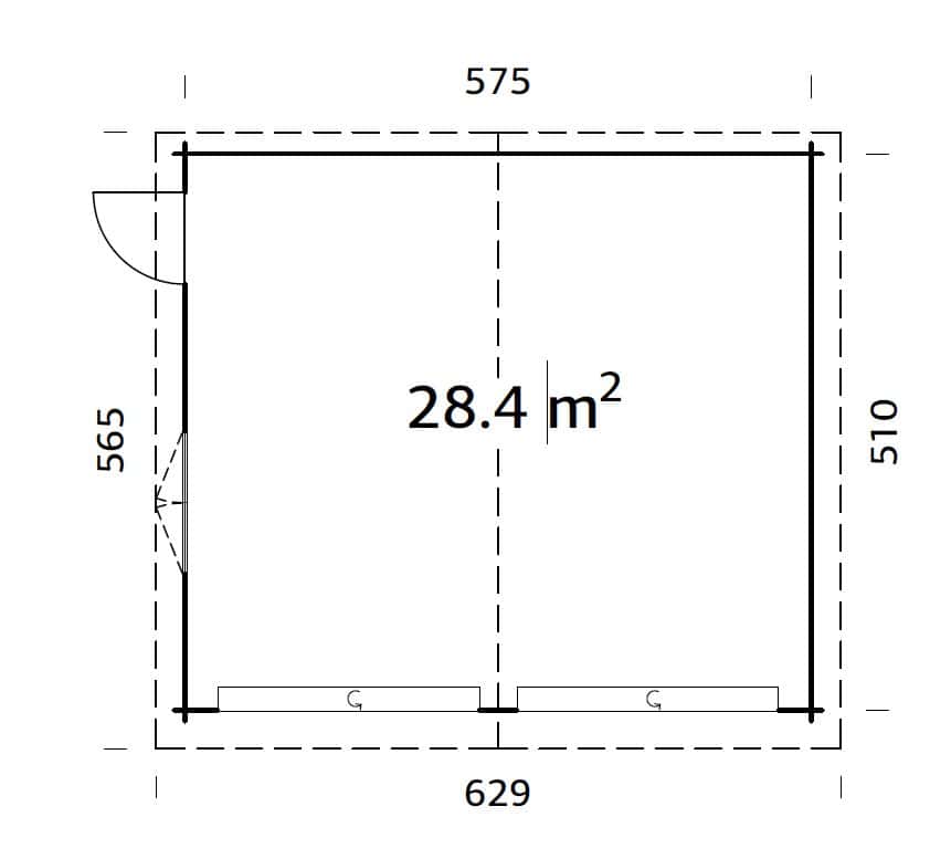Roger 28.4m2 (5.75x5.1m | 44mm) Sektsioonustega kahekohaline freespruss-garaaž