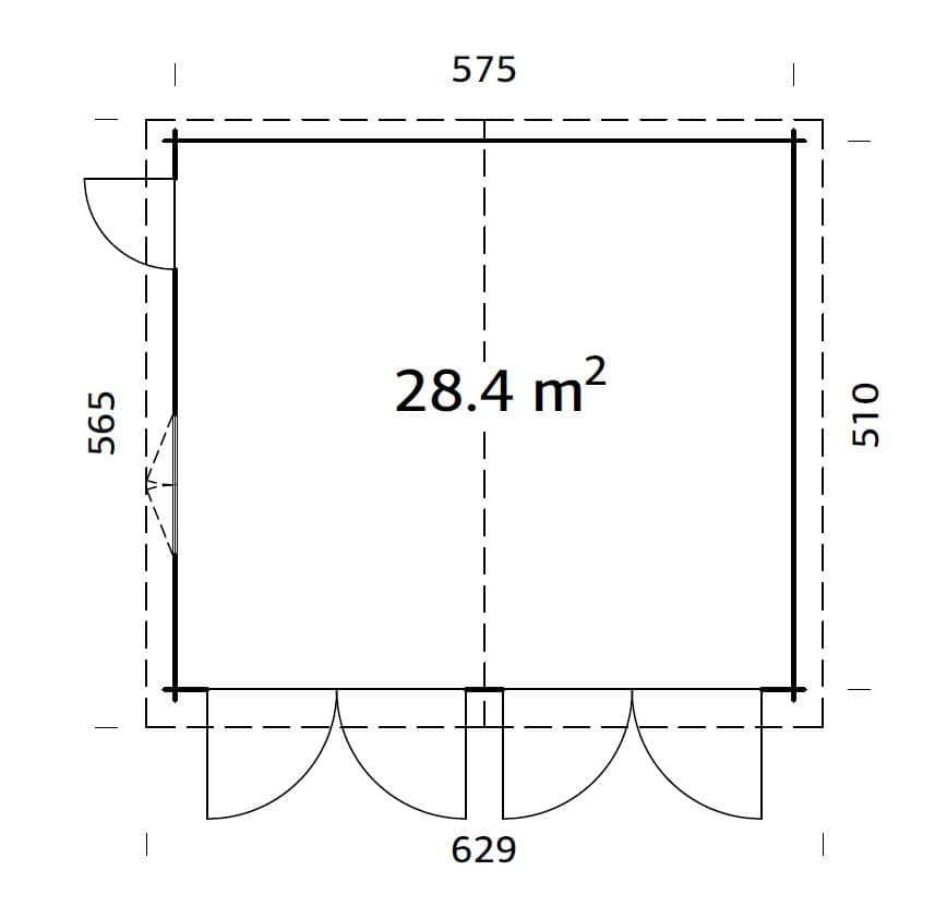 Roger 28.4m2 (5.75x5.1m | 44mm) Puidust ustega kahekohaline freespruss-garaaž