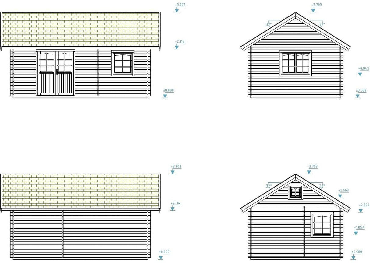 Sandra 29.9m2 (5.85x3.9m | 44mm) Kolmetoaline freespruss-suvila