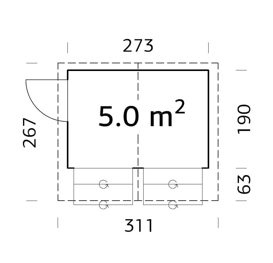 Stella 5m2 (2.73x1.9m | 16mm) Valmis seinaelementidest kiosk