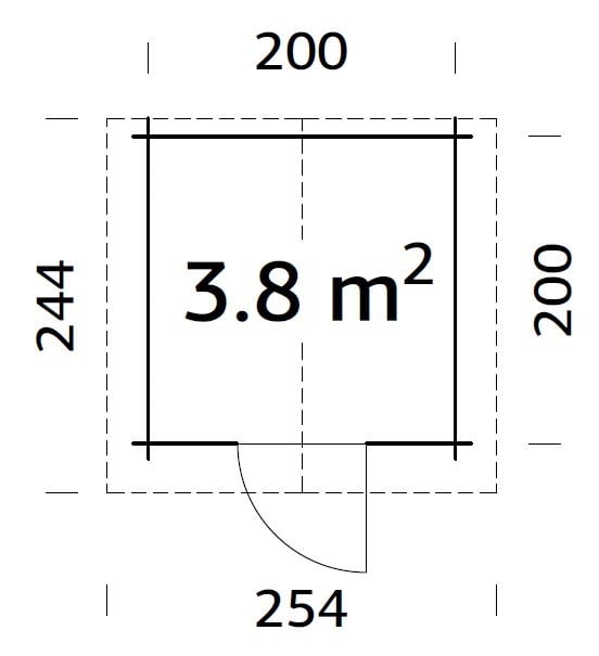 Vivian 3.8m2 (2x2m | 28mm) Kompaktne freespruss-aiamaja