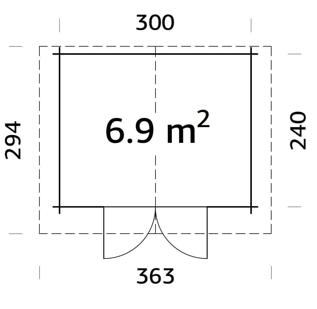 Vivian 6.9m2 (3x2.4m | 28mm) Kompaktne freespruss-aiamaja