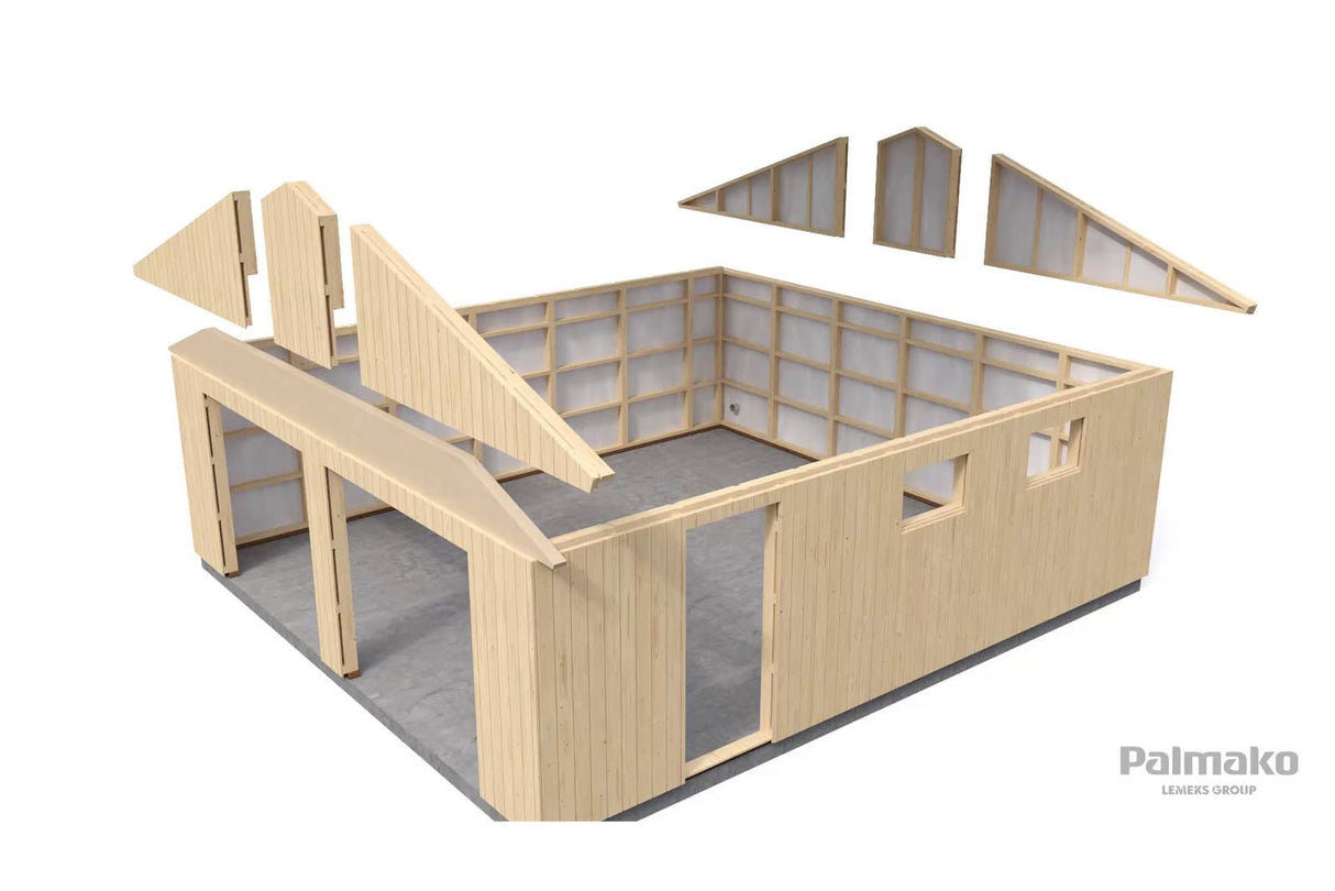 Andre 44.7m2 (6.65x7.39m | 18mm) Suur garaaž valmis seinaelementidest kahe sektsioonuksega