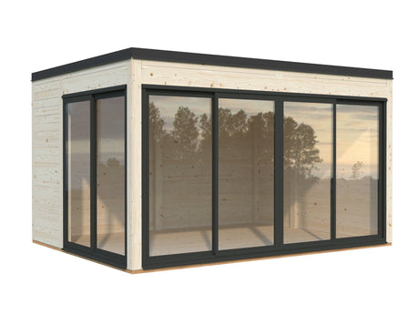 Serena 1 (4,2x3,2 m | 12,6 m² | 44 mm) Modernne klaaspaviljon aeda – alumiiniumuksed ja -aknad (ühekordne või topeltklaas)