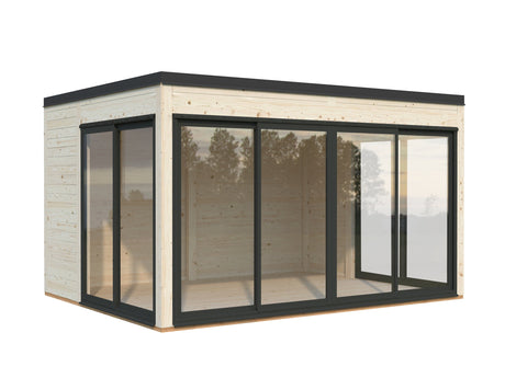 Serena 2 (4,2x3,2 m | 12,6 m² | 44 mm) Modernne klaaspaviljon aeda – alumiiniumuksed ja -aknad (ühekordne või topeltklaas)