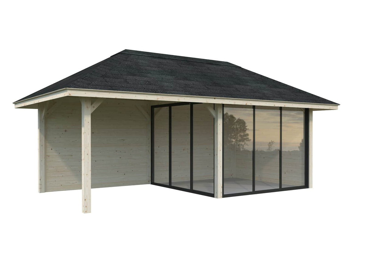Bianca 16.6m2 Set 205/505 (5.88x3m) Kahe lükandukse ja varikatusega paviljon